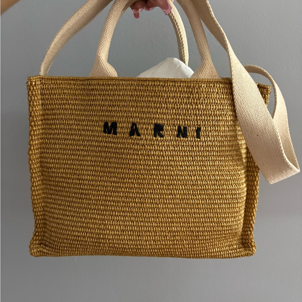 Marni Tan Woven Tote Bag